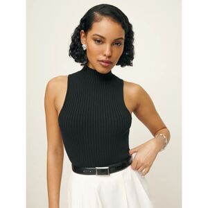 EUC Reformation Tallulah Ribbed Sweater Tank Black Knit Top Small Anthropologie